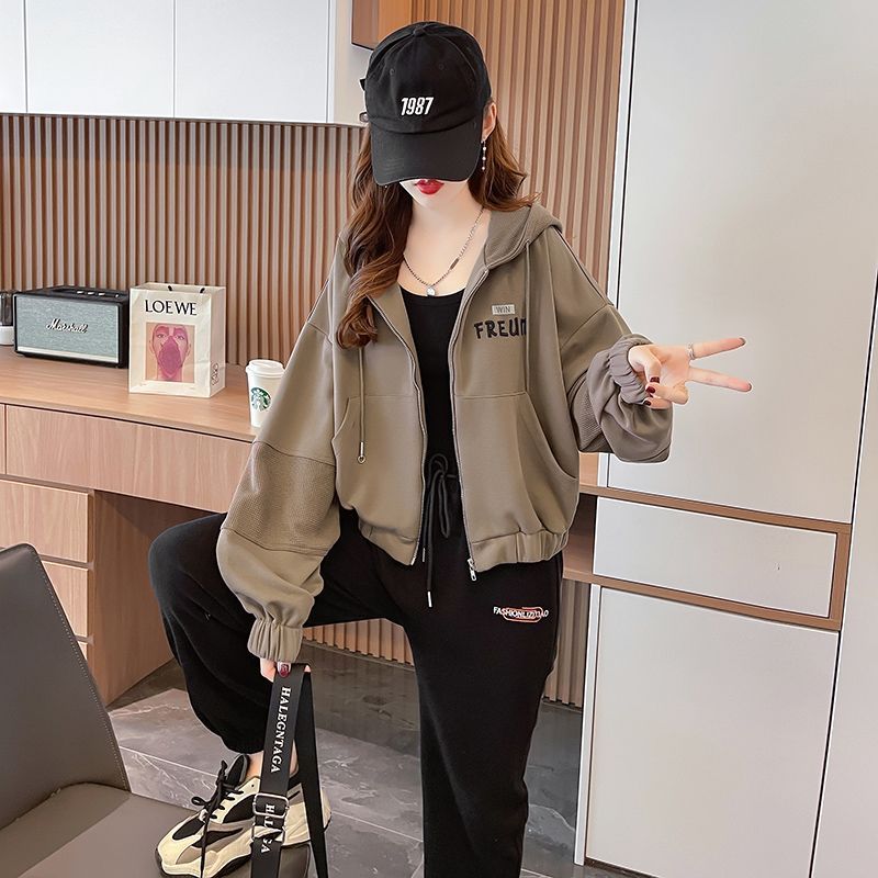 外套女2025春秋款外穿设计感短款开衫连帽卫衣韩版显瘦减龄ins潮|undefined