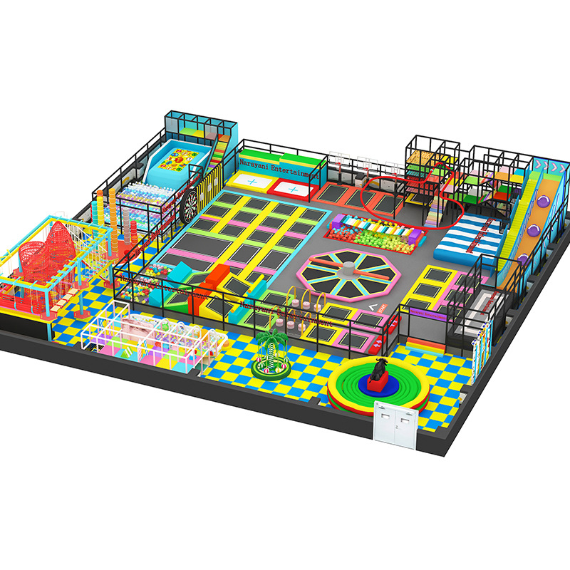 Parque de trampolines grande para interiores, popular en TikTok, para niños y adultos, trampolín de fitness, suministro directo del fabricante, instalaciones de entretenimiento combinadas