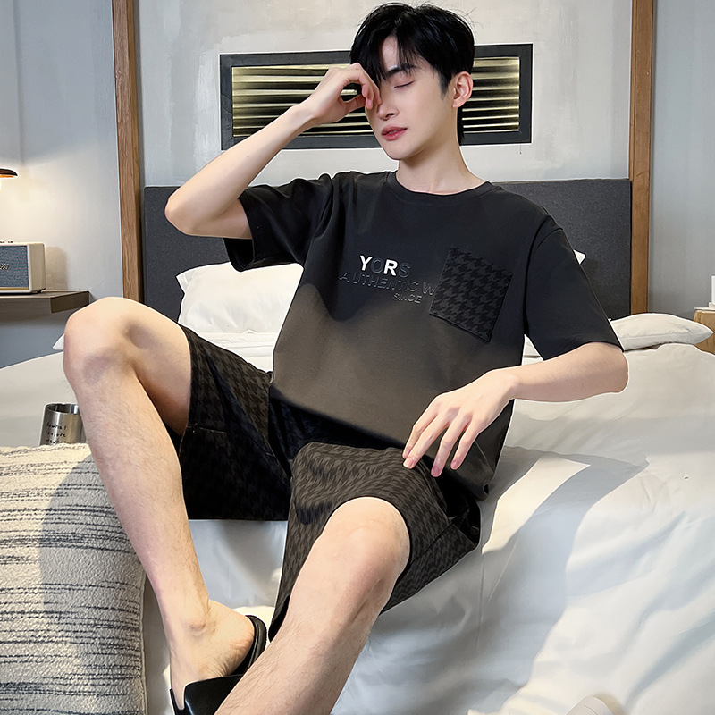 Summer Short-sleeved Shorts Pajamas Men's Youth Casual Summer Thin Large Size Outwear Two-piece Home Suit