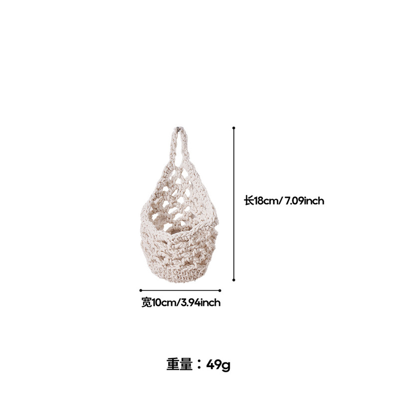 手工编织网兜可挂绳厨房姜蒜收纳兜墙壁装饰悬挂蔬菜水果蓝收纳兜|undefined