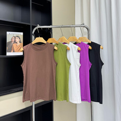 061903 夏の新しいシックなベスト女性の韓国スタイルのシンプルなスリムソリッドカラーノースリーブ Tシャツ女性のトップ