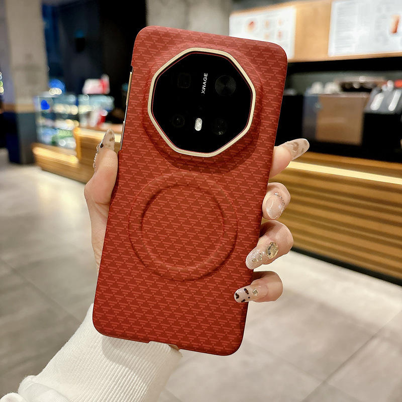 Huawei mate70rs Extraordinary Master 携帯電話ケースに適しています磁気カーボンファイバーパターンメタルフレーム mate70pro 新しいハイエンド mate60pro オールインクルーシブ超薄型落下防止保護カバー男性と女性用|undefined