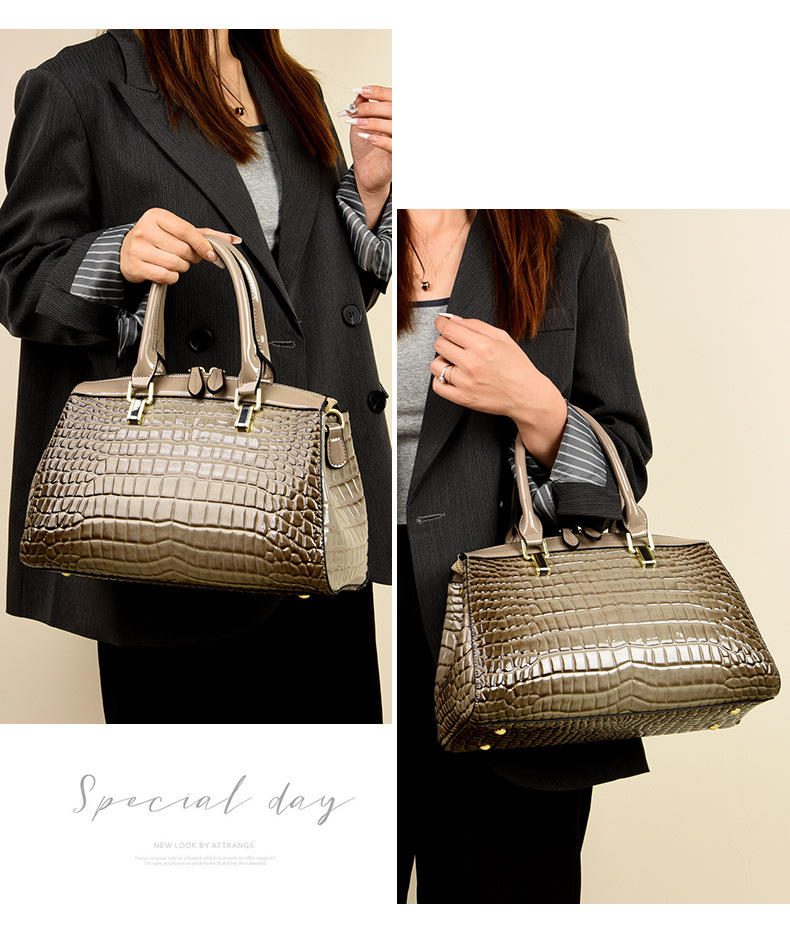 Big bag Boston Women's bag fashion light luxury middle-aged mother bag shoulder messenger handbag_voghion.com