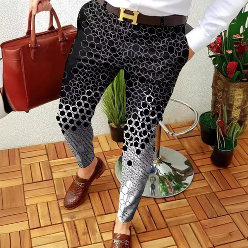 2025 European and American Autumn/Winter 3D Printed Slim Grid British Casual Personal Long Pants in Multiple Styles
