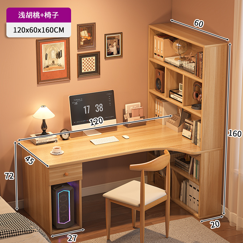 Mesa de escritorio, estante de escritorio, mesa de esquina, estudio, mesa de estudio doméstica, mesa de computadora moderna y simple, mesa de oficina y silla.