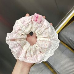 韩系スウィートレース大肠ヘアカラー春夏高级感レトロ格子髪ひも髪饰り皮筋女