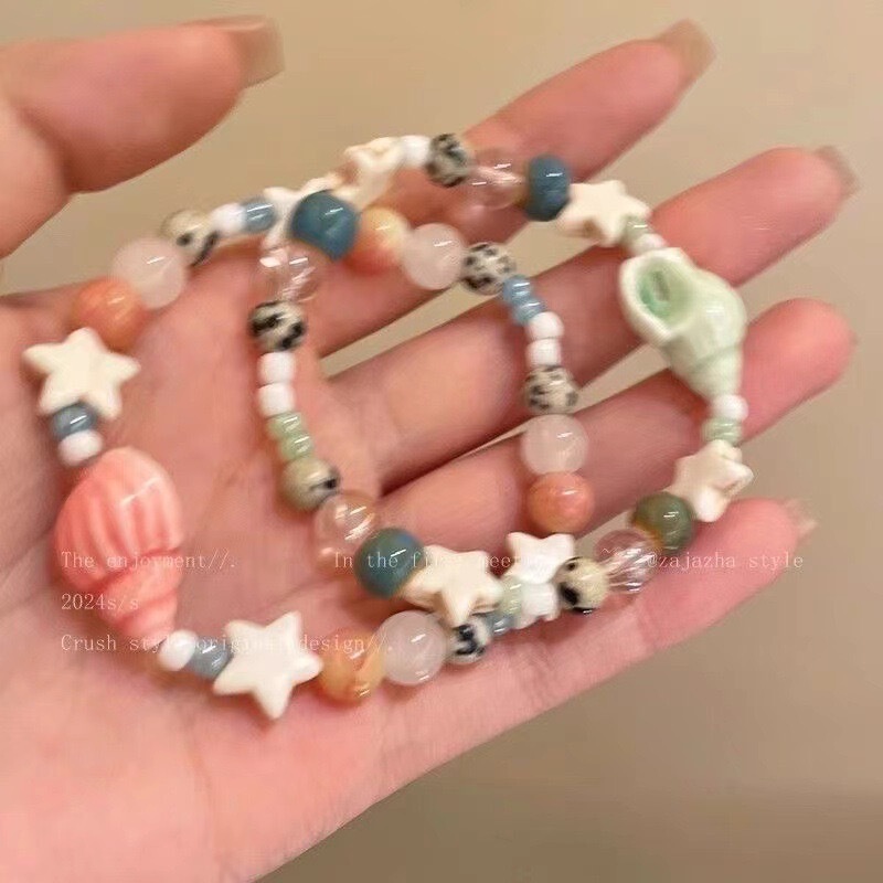 Vacation Style Conch Star Ceramic Beaded Bracelet Women's Light Luxury Niche Exquisite Bracelet High Beauty Value Student Party Bracelet Vacation Style Conch Star Ceramic Beaded Bracelet Women's Light Luxury Niche Exquisite Bracelet High Beauty Value Student Party Bracelet