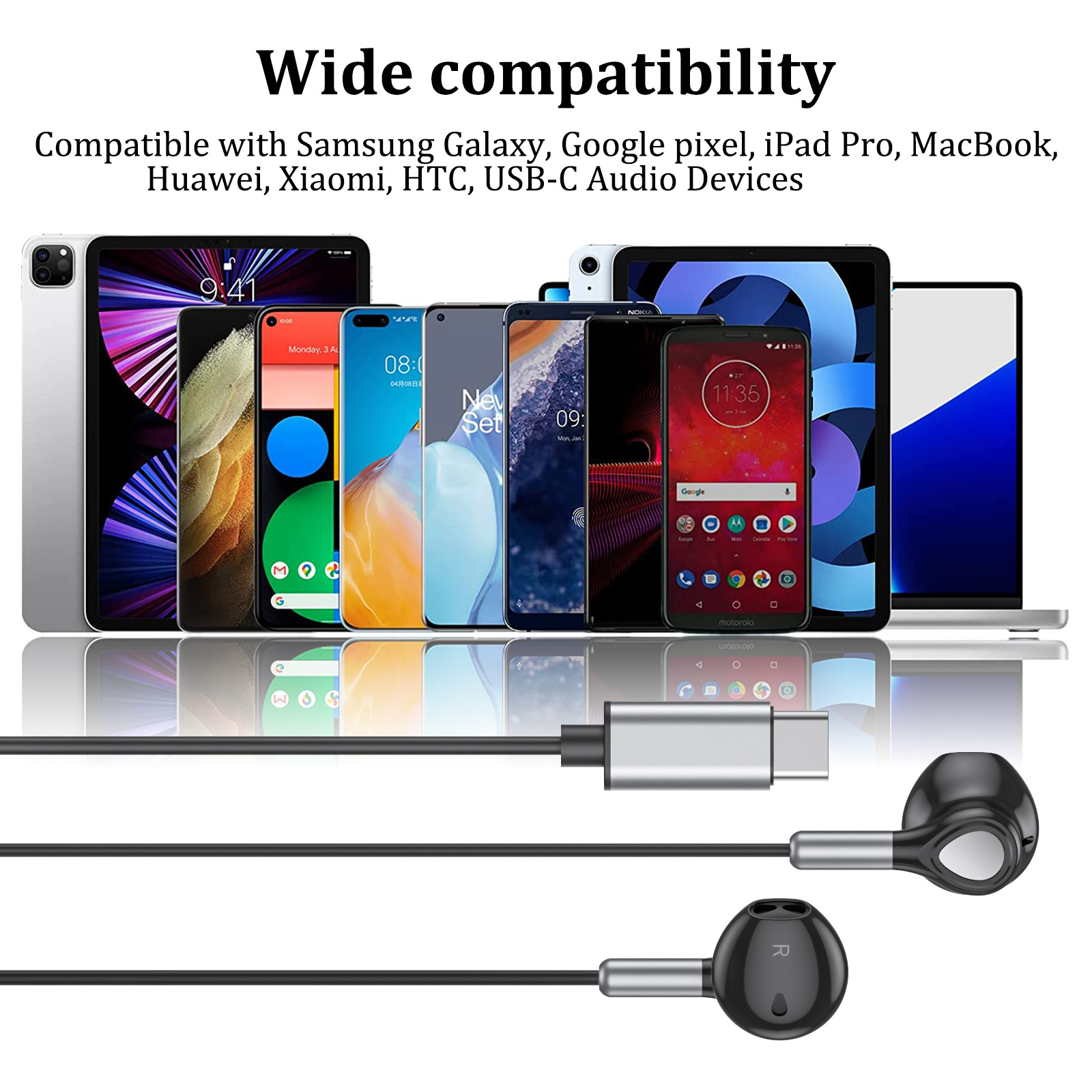 Nuevo auricular atado con alambre in-ear digital del typec transfronterizo para las auriculares del juego de Samsung Google del iPad con el micrófono