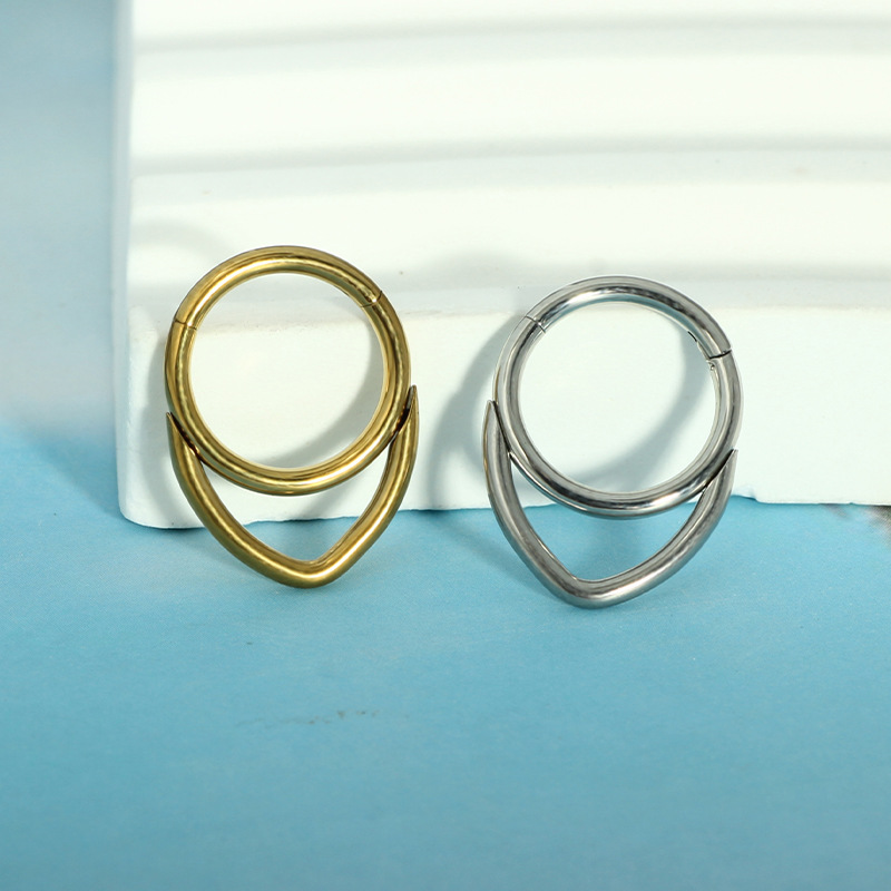 G23 Titanium Flower Water Drop Chain Nose Ring 16G Internally Threaded Body Piercing Jewelry for Women Men detail image 9
