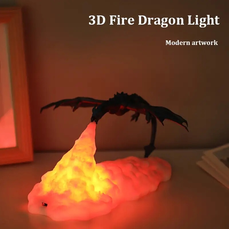 temu Explosive 3D Printing Fire Dragon Lamp Rocket Lamp Creative Decorative Table Lamp Children's Gift led Night Light temu Explosive 3D Printing Fire Dragon Lamp Rocket Lamp Creative Decorative Table Lamp Children's Gift led Night Light