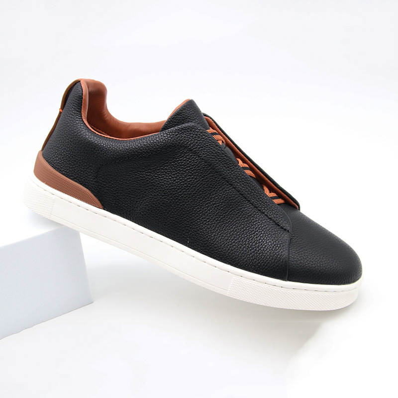 Litchi estampado cabeza de cuero de vaca negocios zapatos de cuero casuales al aire libre hombre ligero un pedale de moda zapatos de skate versátiles