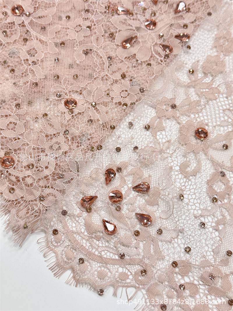 Moda clásica europea y americana vestido de boda vestido de moda cena tela de encaje de lujo alta fijación tela de perforación caliente image 9