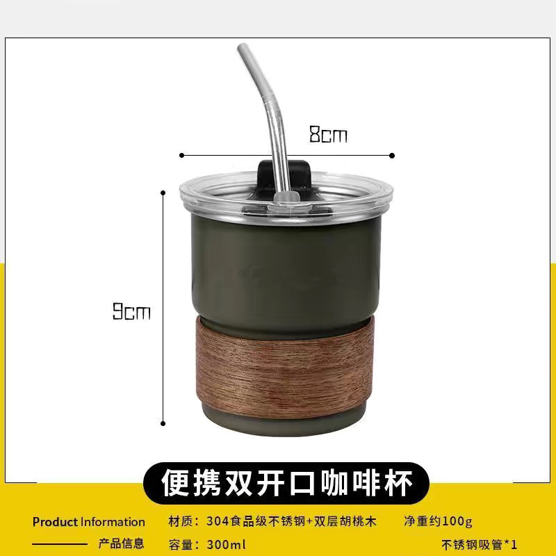 Taza de café americana de acero inoxidable 304 taza portátil con tapa y asa taza de campamento al aire libre antiescaldado taza de agua potable