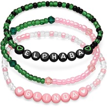 跨境热销友谊匹配手镯女巫手镯BFF情侣米珠女士串珠弹力字母手链