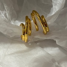 G秋新款气质时尚个性别致新颖 光面多层C型耳环女好搭配92针H10-3