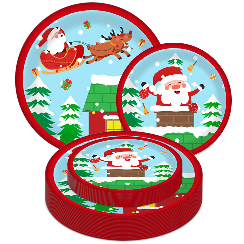 2024クリスマステーマパーティー装飾アレンジ紙コップ皿セットクリスマス雪だるまクリスマスツリーナイフフォークスプーン卸売り|undefined