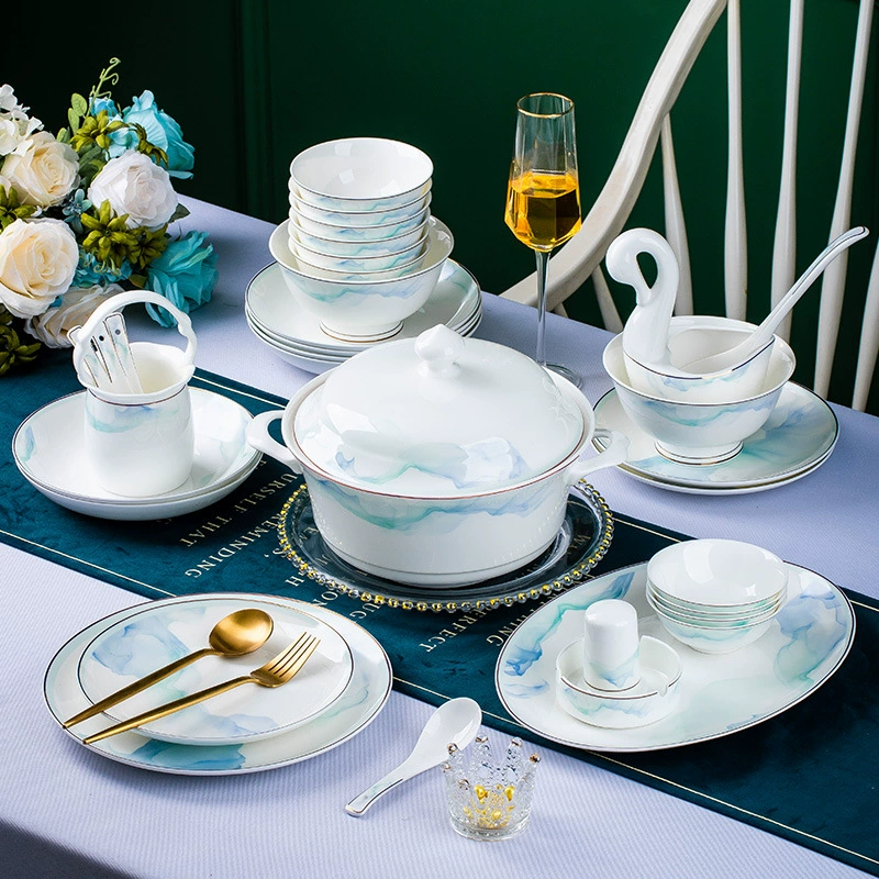 Набор из керамических блюд из Bone porcelain Jingdezhen, чаши для риса и супа