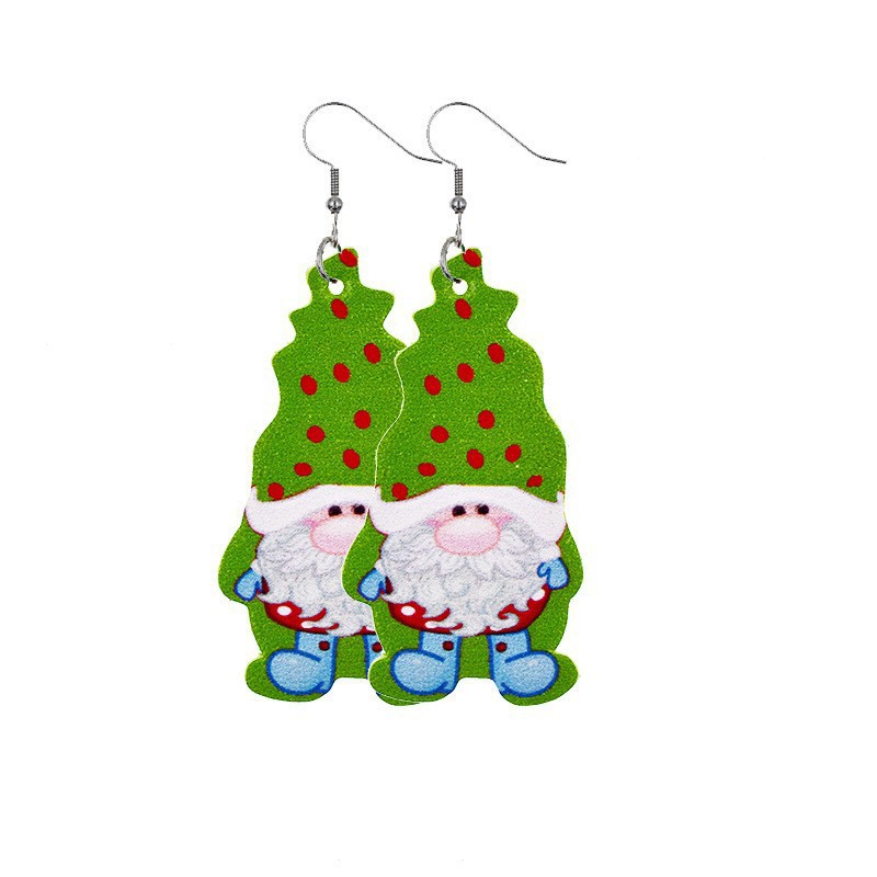 Christmas Festival Santa Claus Pattern 1 Pair Christmas Cartoon Style Santa Claus Pu Leather Drop Earrings