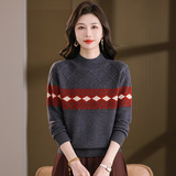 毛衣秋冬款2025新款提花宽松针织衫年轻款加厚保暖打底衫女士毛衫，女装针织衫/毛衣，妃慕昵服饰