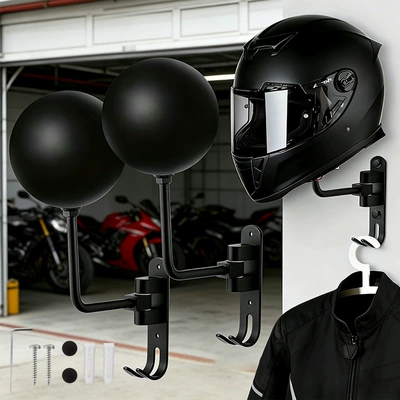 Motosiklet dəbilqə rəfləri: various helmet holders, no-drill