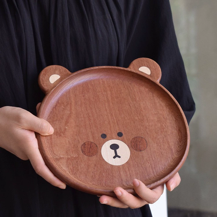 Креативный деревянный поднос в форме медведя Домашнее детское питание Дополнительная обеденная тарелка Закуски для гостиной Фруктовый поднос Чайный поднос