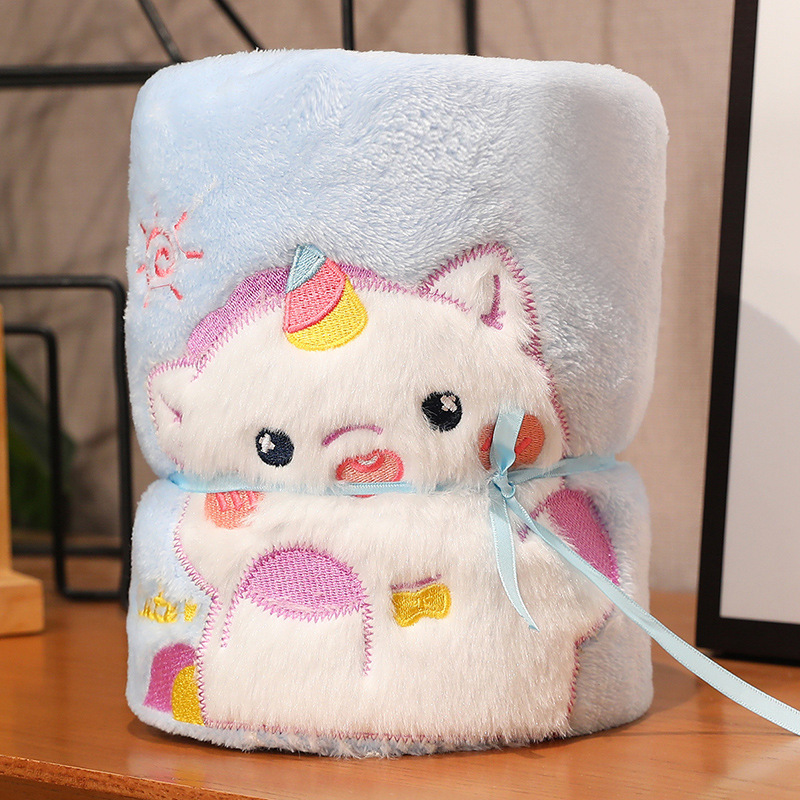 Animal de dibujos animados coral mantas de peluche mantas de siesta de oficina mantas de aire acondicionado estudiantes niños mantas pequeñas regalos de la empresa