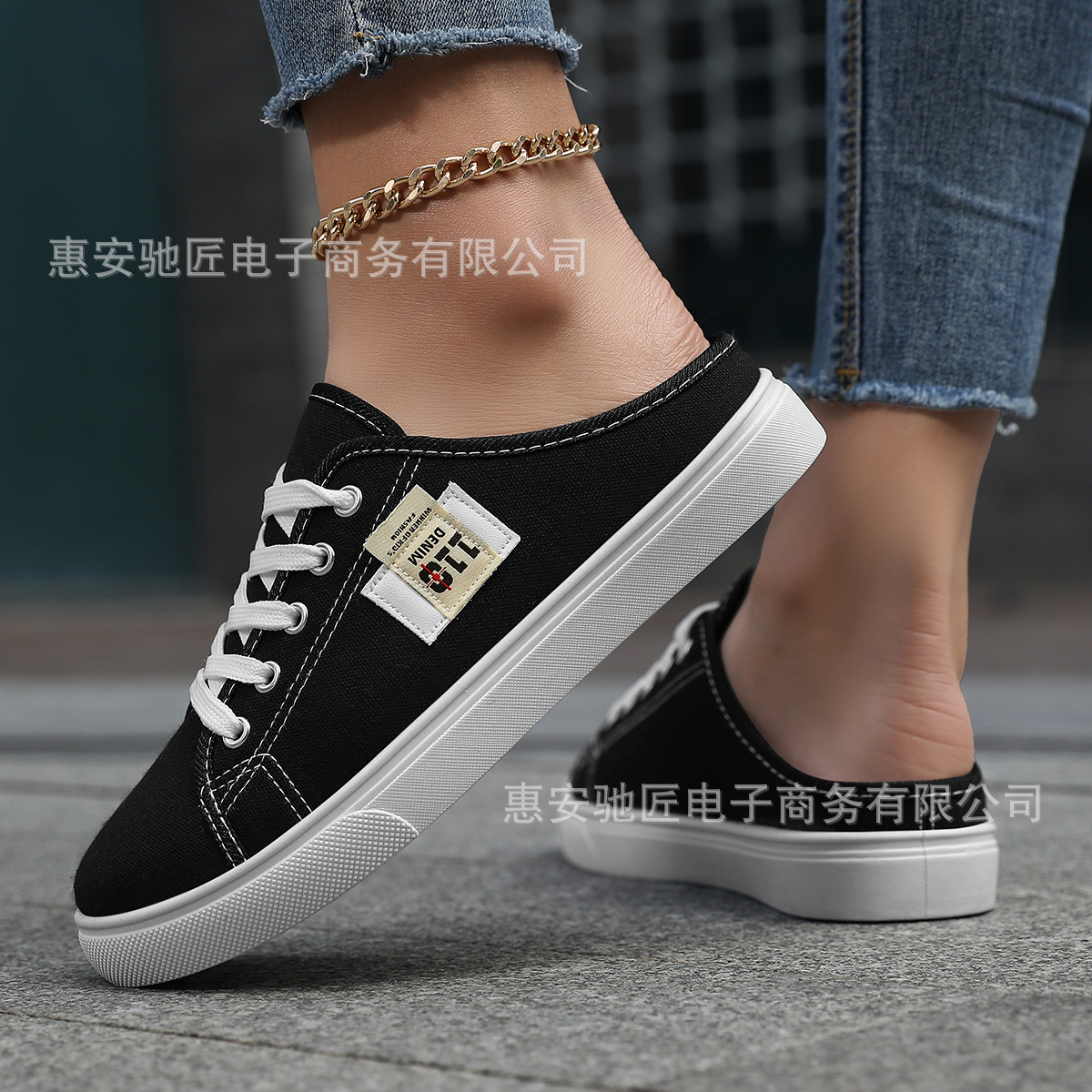 in stock canvas shoes cross-border new spring white shoes flat board shoes lazy shoes slip-on slippers wholesale