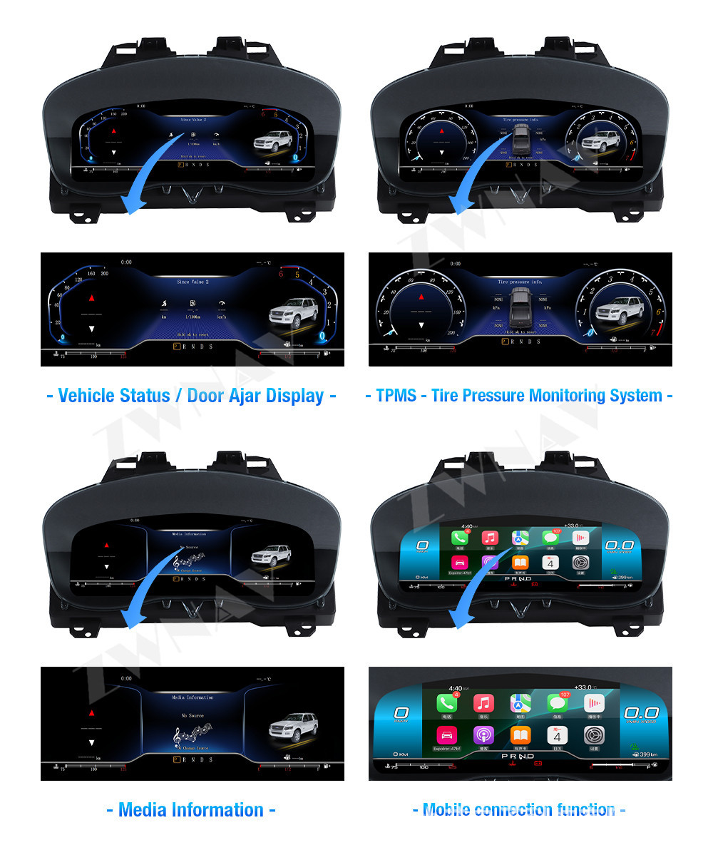 Applicable to 2017-2018 Ford Explorer upgrade to full LCD dashboard 12.3inch Multiple UI odometer