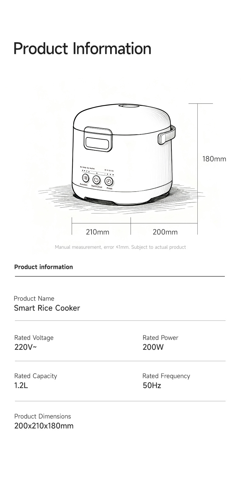 Mini Rice Cooker For Small Households Titanium Liner 1.2 Litre_voghion.com