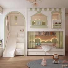 儿童床上下同宽床双层床双人上下铺女孩树屋公主子母高低子母床