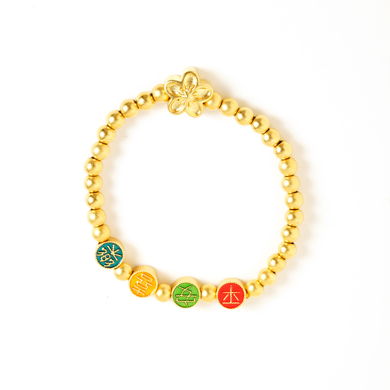 Nuevos productos vietnamitas sajin ping an felicidad flor pulsera de cuentas ligera lujo no desvanecerse nicho de alta calidad joyería