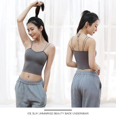 春夏新款冰絲美背吊帶背心 細肩帶美背抹胸吊帶 少女外穿打底內衣