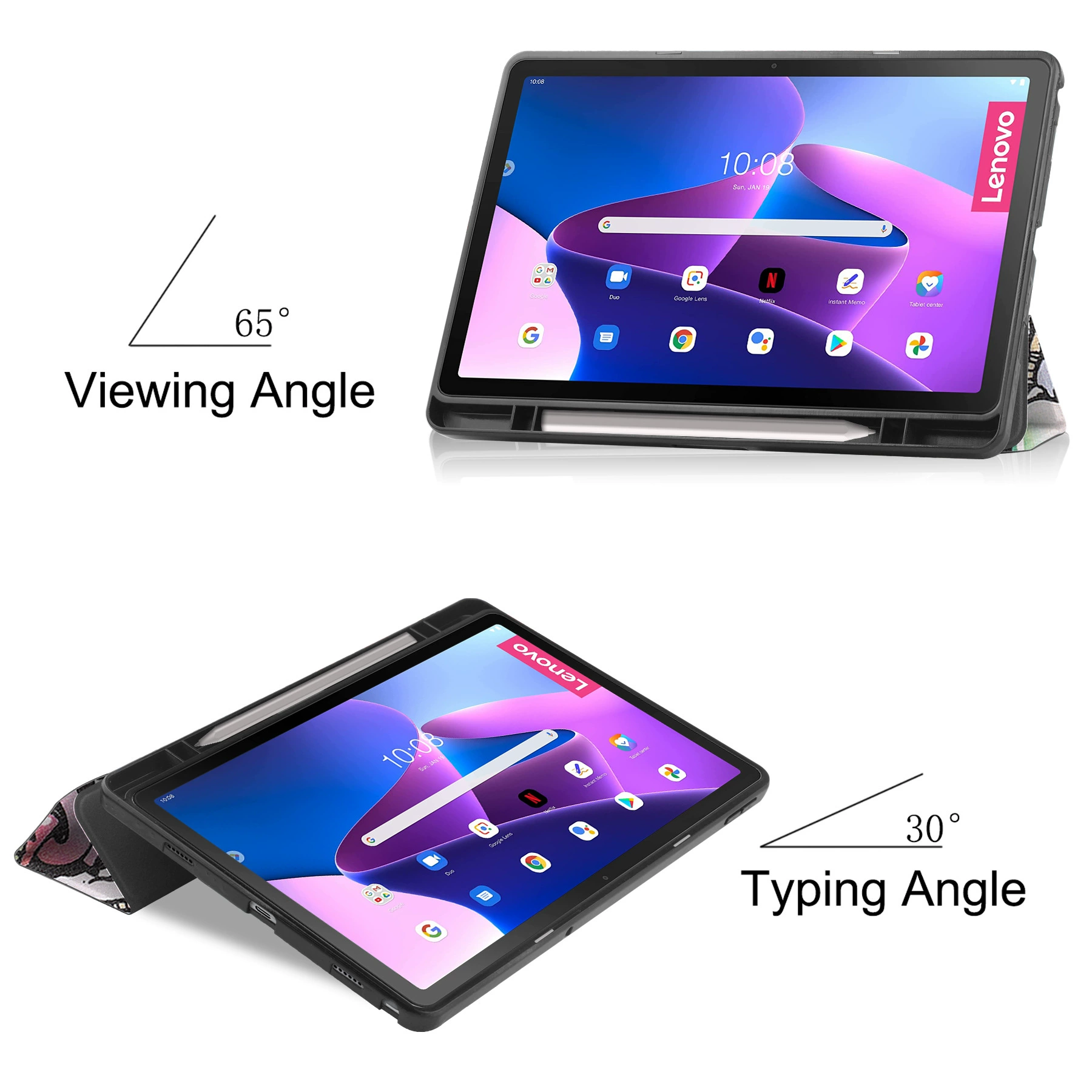 Подходит для Lenovo M10 Plus защитный чехол 10.6 ультратонкий тройной подставочный кожаный чехол, противоударный чехол для задней панели
