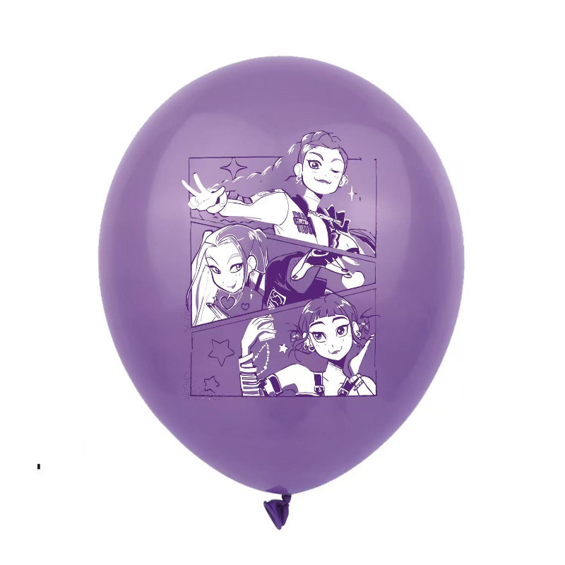 跨境猎魔女团主题气球儿童生日装饰猎魔女团乳胶气球生日派对气球|undefined