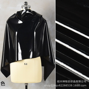 Pure Black thin mirror leather patent leather fabric bright face performance clothing dance street dance costume design fabric