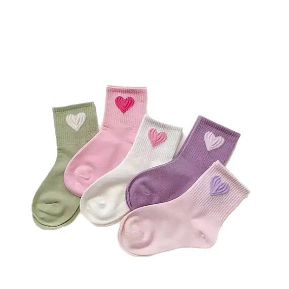 【新品】儿童袜子女童袜子小清新韩系中筒春秋爱心洋气百搭男女童|undefined