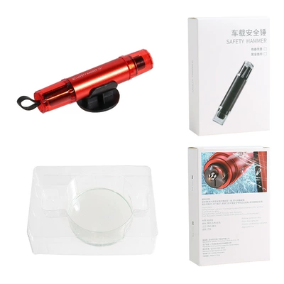 Car Window Breaker with Cutter, Qəza çəkici - chinese-and-english-packaging-red-with-test-glass-storage-base