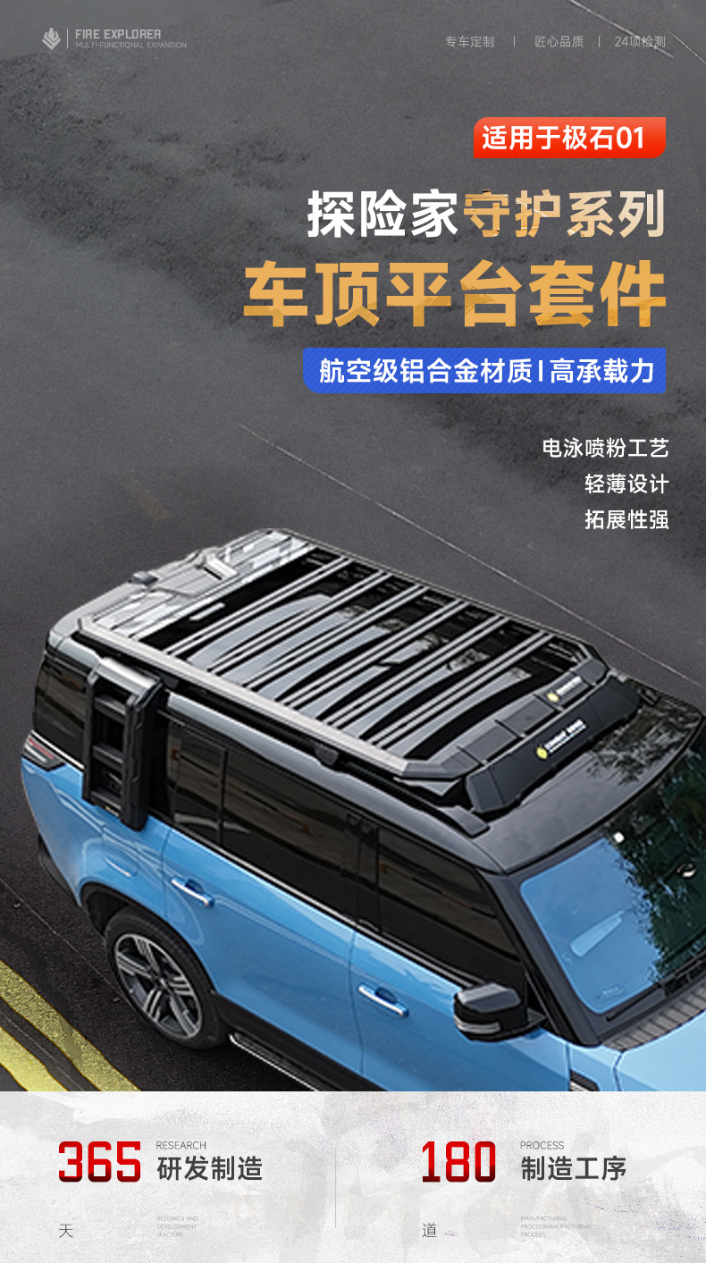 Jishi 01 Roof Luggage Rack Frame Off-Road Appearance Modification Parts Platform Ladder Aluminum Alloy Side Bag Dedicated Accessories