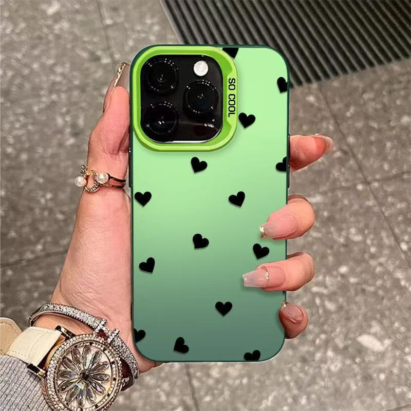 シンプルなハート型のiPhone17Promax用スマホケース、個性的で元気なデザイン、iPhone16/15/14/13対応、欧米風|undefined