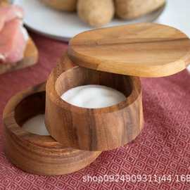 木质调味盒实木盐罐木制胡椒粉盒厨房调味瓶相思木盐盒收纳调料罐