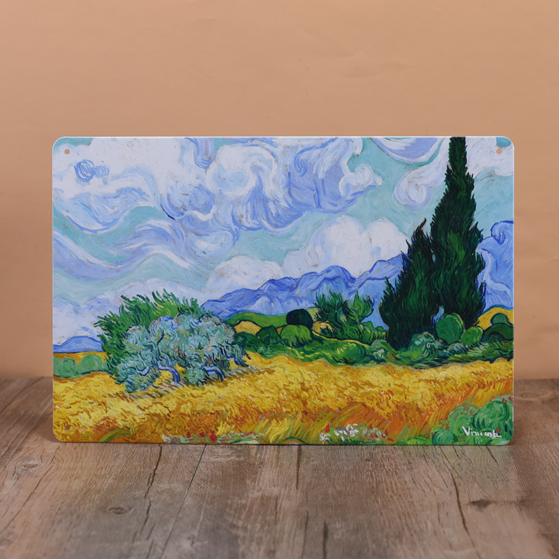 Pintura de hojalata pastoral Flor antigua retro Arte de hierro Pintura colgante pequeña Jardín al aire libre Balcón Decoración de pared Colgante transfronterizo