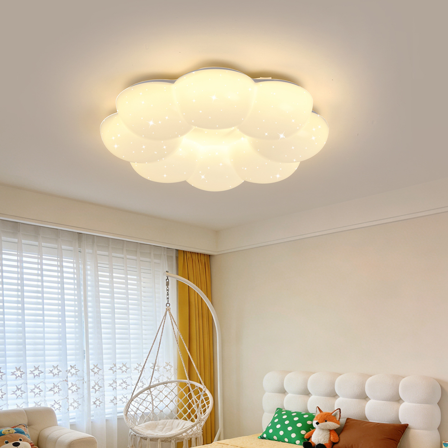 Gujia crema de viento flor sala de niños lámpara de techo moderna minimalista inins lámpara de habitación led lámpara de dormitorio 357L