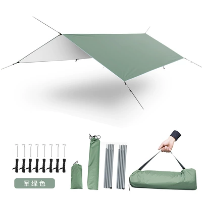 Camping Tarpaulin, Çadırlar - army-green-plus-19-m-16mm-canopy-rod-aluminum-nail-3-x-3-m