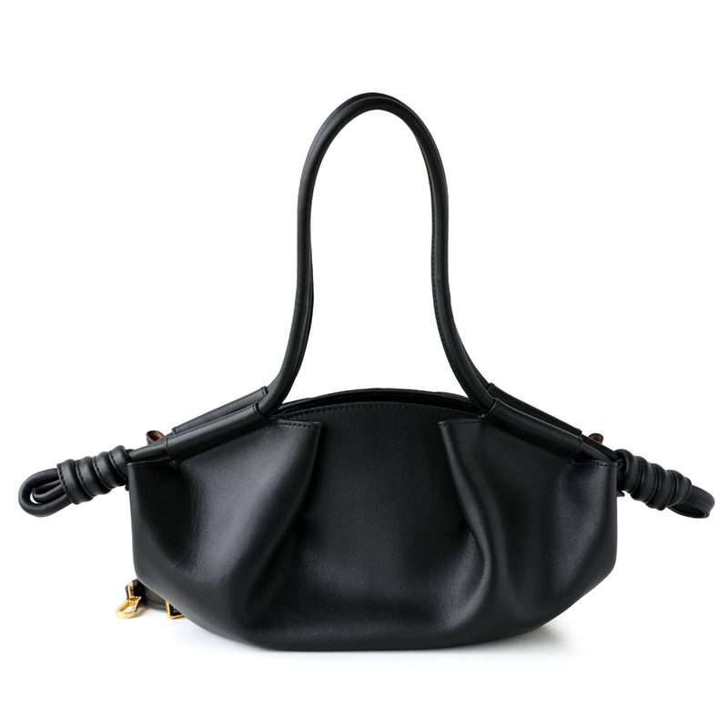 真皮褶皱云朵包饺子包抽绳女包时尚高级感斜挎手提包bags|undefined