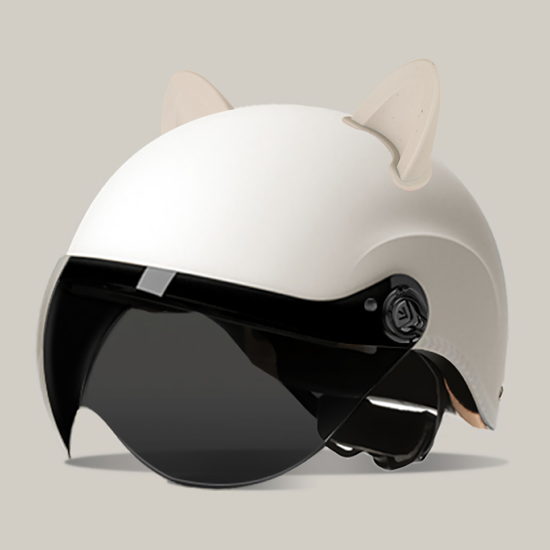 Helmet, Universal, Universal Motosiklet kaskı (dəbilqə) - summer-helmet-matte-white-summer-helmet-sunscreen-visor-accessories-rabbit-ears-white