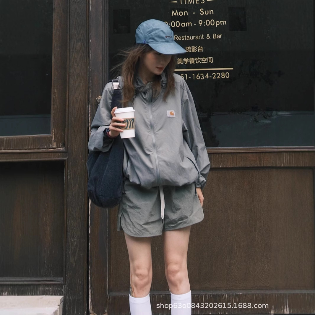 Original Quality Car Kaha Thin Nylon Rush Clothes Spring and Summer Couple Loose Hooded Jacket Sunscreen Clothes for Men