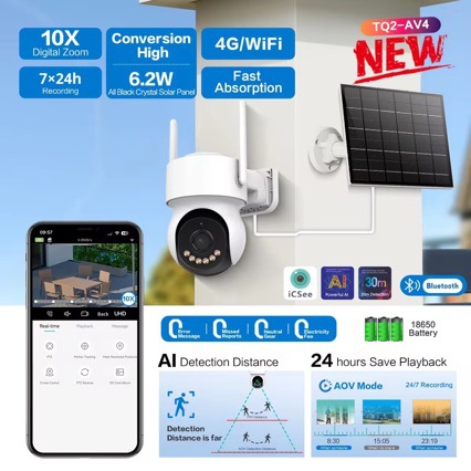 Xiongmai Solar Monitoring 24-Hour Aov Video Camera 4G/Wifi Outdoor Home High-Definition Intelligent Monitoring