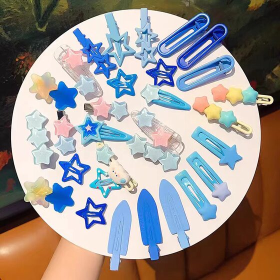 [blue hairpin 50] cute hairpin suit sweet girl heart bangs clip Japanese cartoon headwear combination