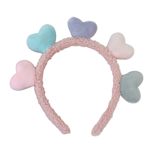 Korean Five Hearts Plush Headband Trendy Fashion Cute Personality Hair Pin for Women and Internet Stars Face Washing Hair Band
