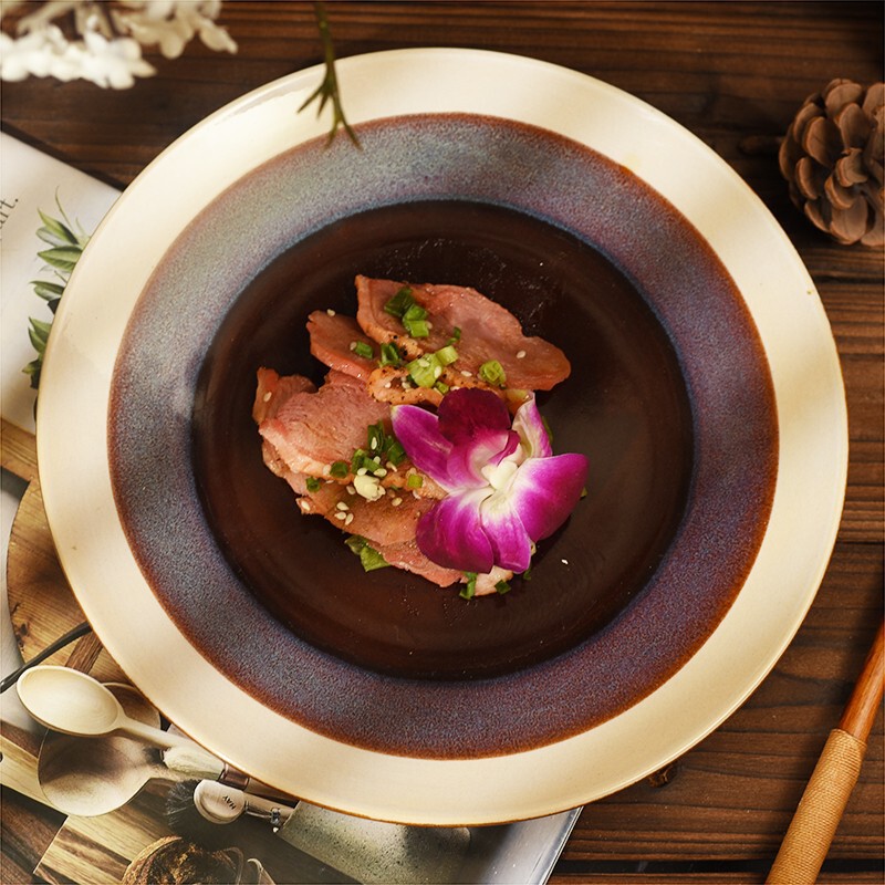 Mu Xin Ceramics Ancient Color Ancient Fragrance Plate Beautiful Retro Reactive Glaze Plate Ceramic Dish Plate Disc Defects Mu Xin Ceramics Ancient Color Ancient Fragrance Plate Beautiful Retro Reactive Glaze Plate Ceramic Dish Plate Disc Defects